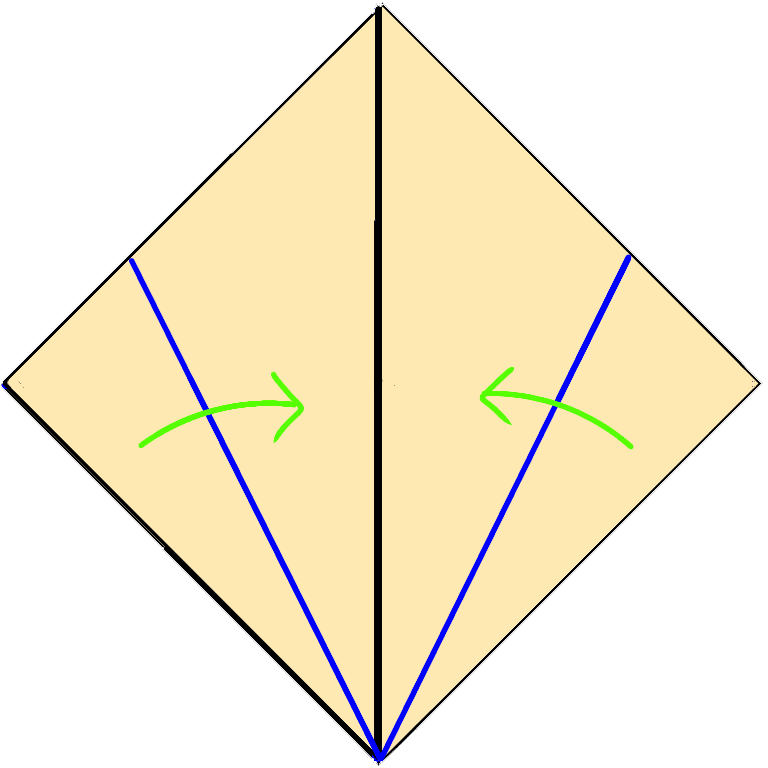 ソフトクリームの折り方 ②谷折りをします。