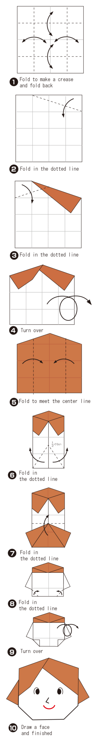 How to fold Mother(face), step 1