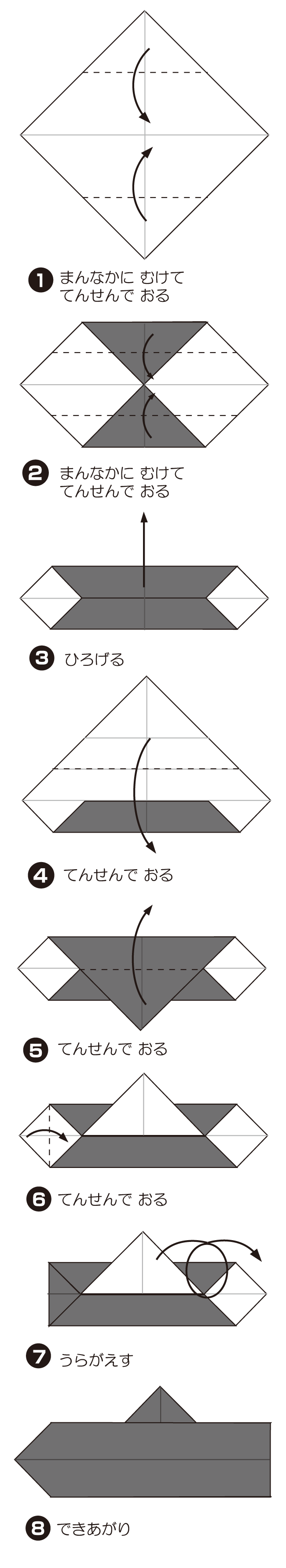 せんすいかんの折り方 手順1