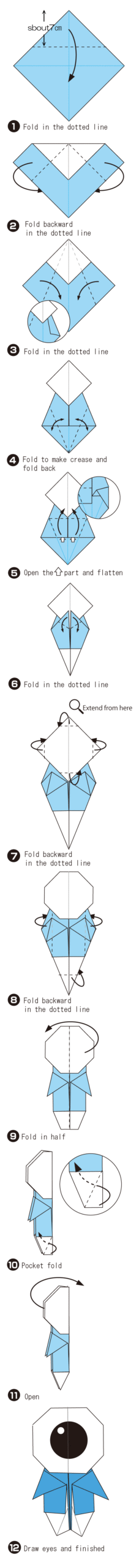 How to fold One eyed kid, step 1
