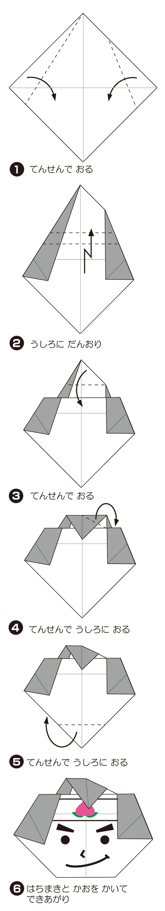 How to fold ももたろう（かお）, step 1