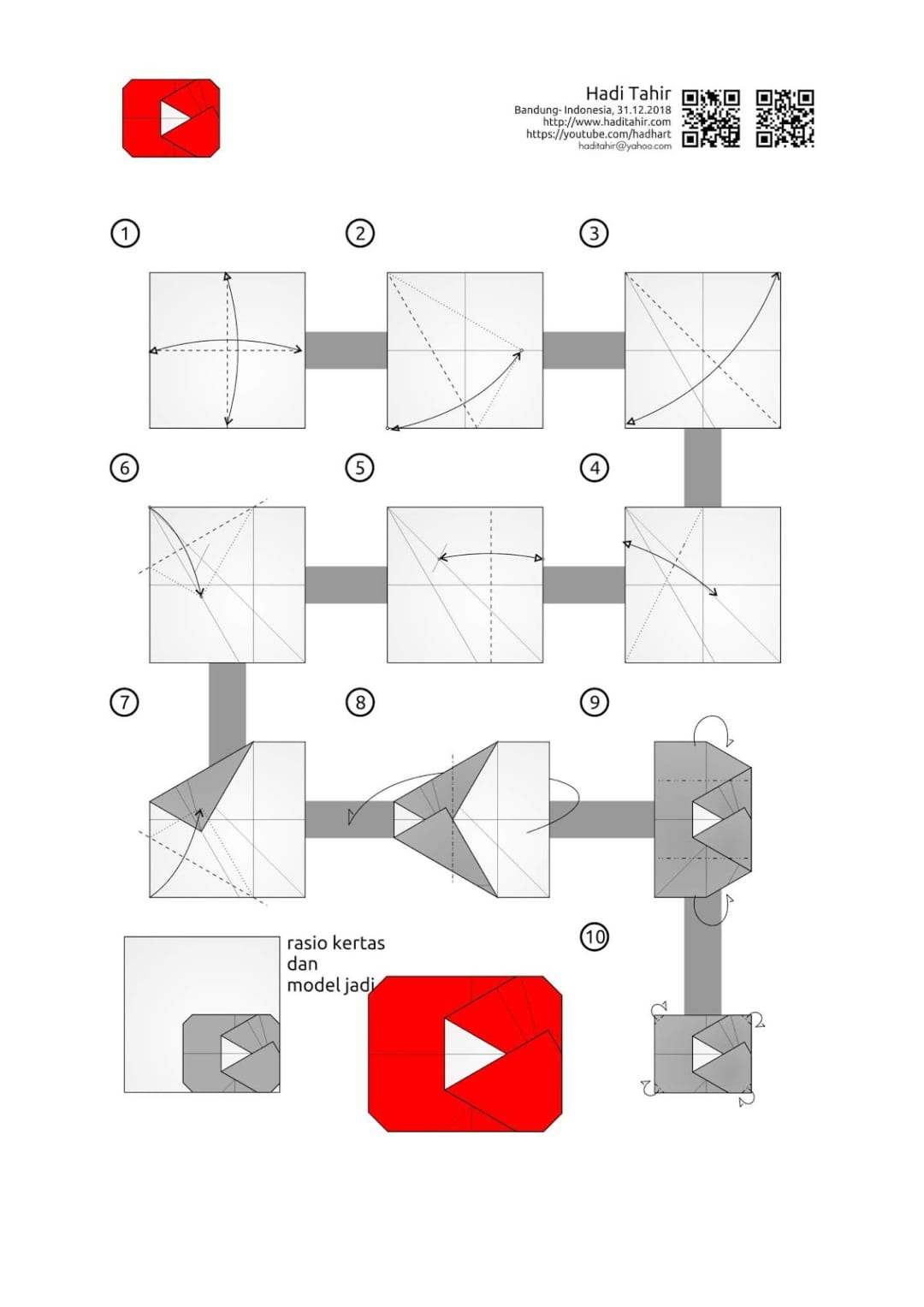 Youtube プレイボタンの折り方 手順1