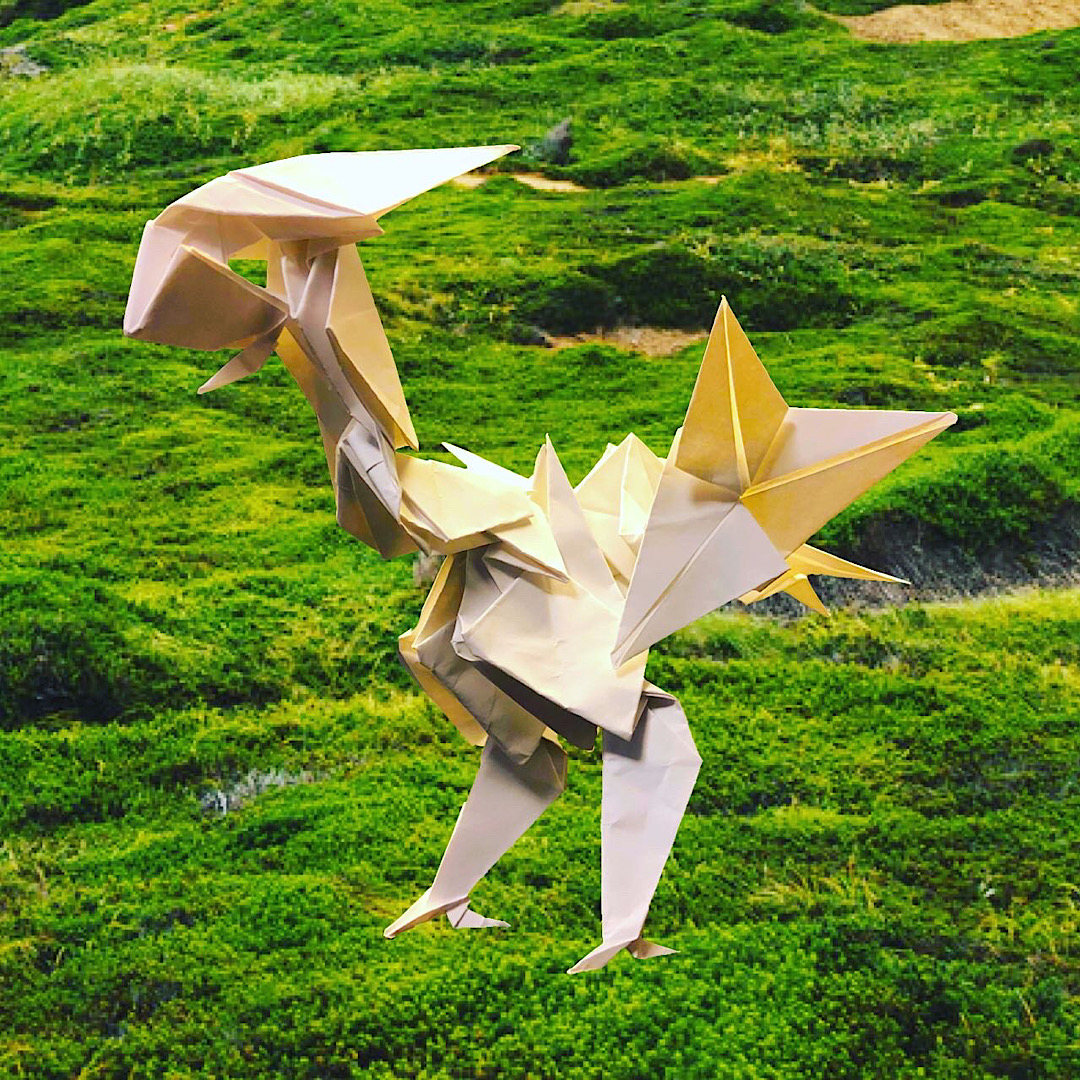 りょうすけ@組み立て折神工房Assembly Origami Workshopさんによる「恐鳥シュプレンゲン」 13枚の折り紙