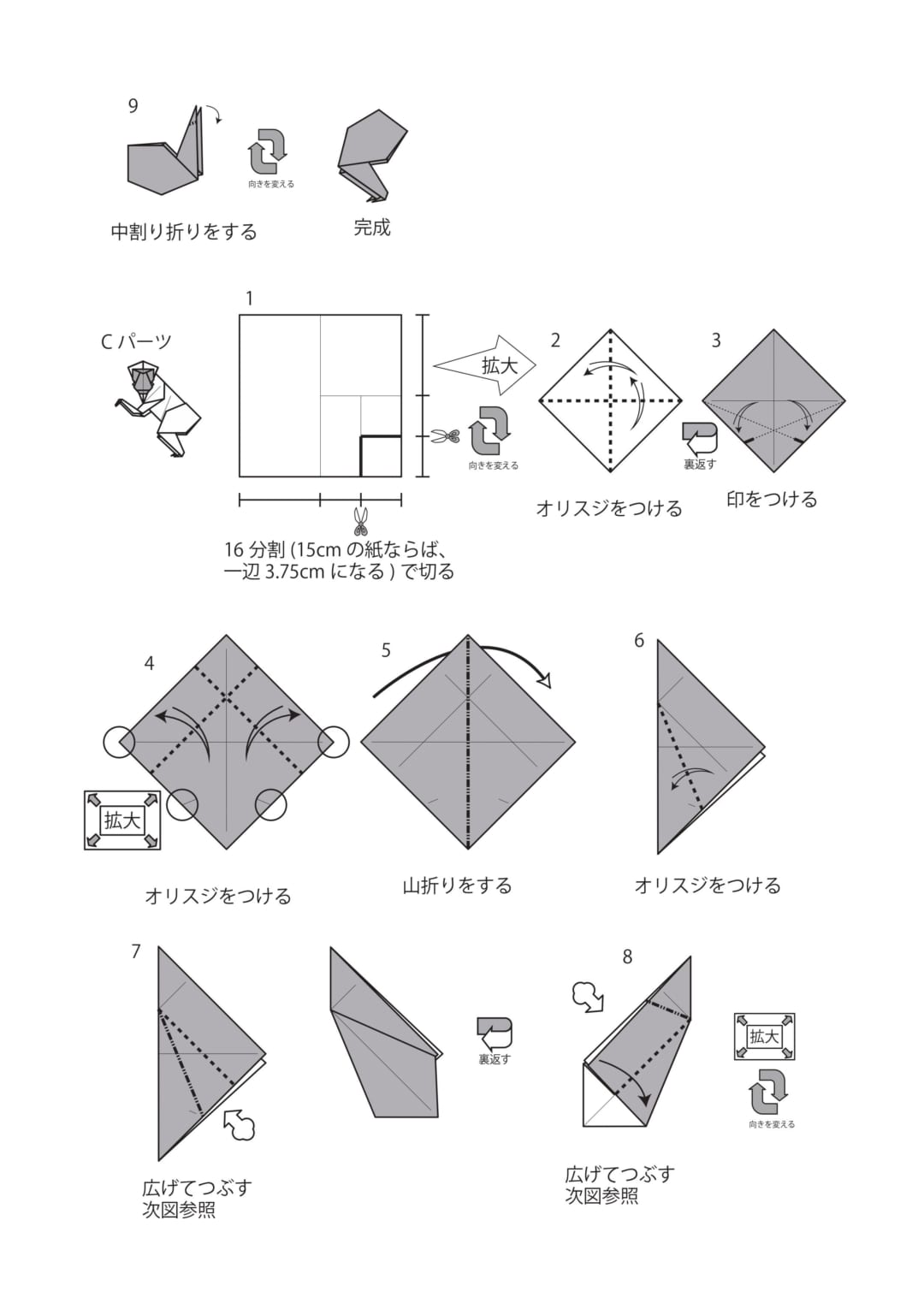 サルの折り方 手順5
