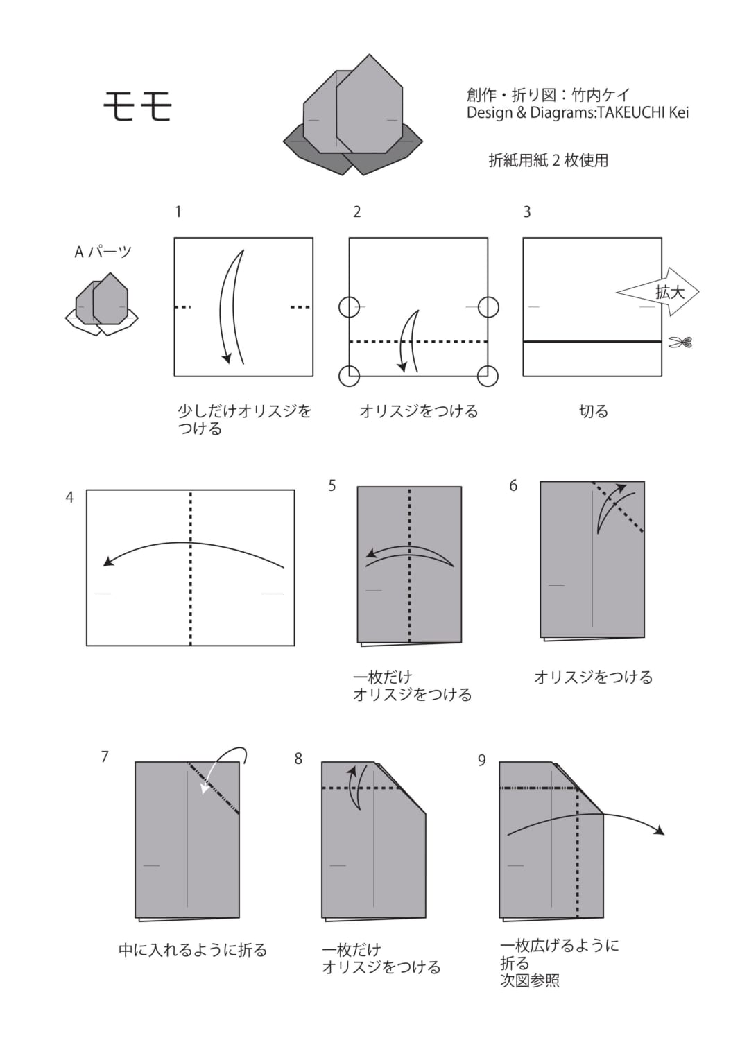 モモの折り方 手順1