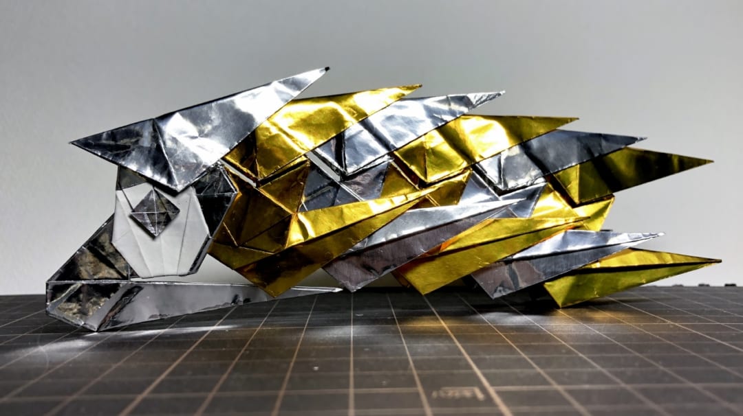 How to fold 無限連結式こいのぼり: 銀色と金色のパターン、豪華ですが合計6枚使用するので金銀に余裕がないとなかなか作れないかも