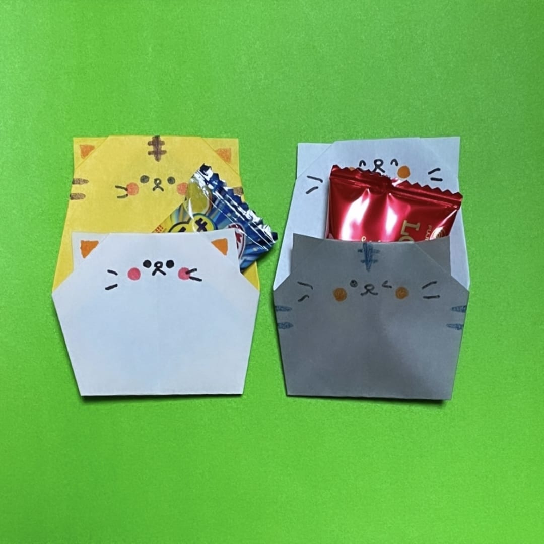 なかよしニャンコポケットの折り方 小さなお菓子や、メモなどが入ります^_^