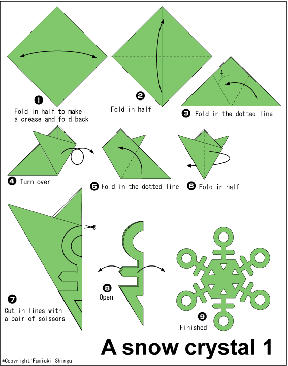 English folding instructions for Snowflake 1