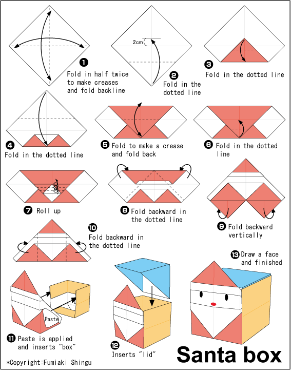 English folding instructions for Santa Gift Box