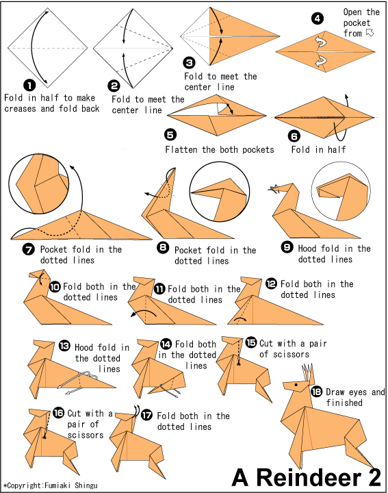 English folding instructions for Reindeer