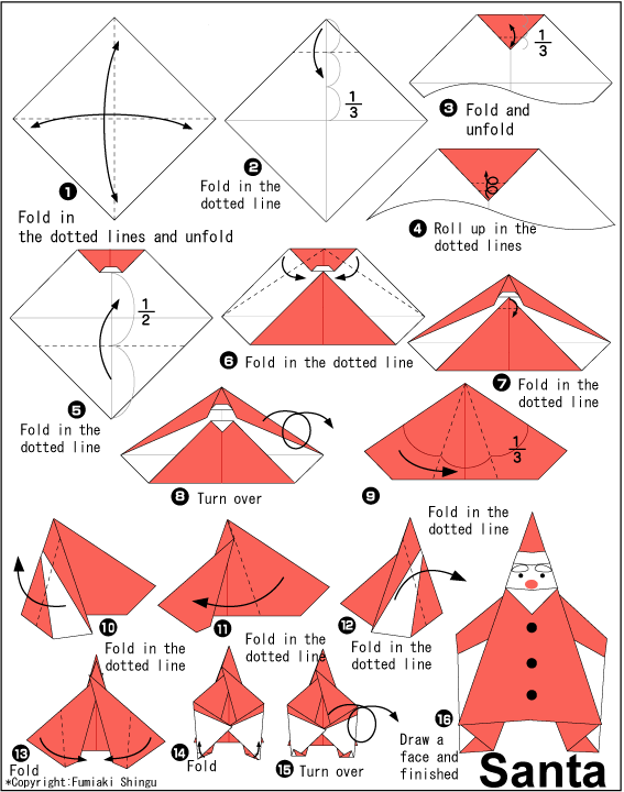 English folding instructions for Santa Claus