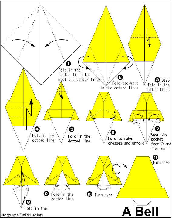 English folding instructions for Christmas Bell